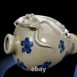 10.2 Antique Chinese Porcelain song dynasty Blue white flower dragon Pulm Vase