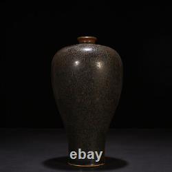 10.2 Old Antique song dynasty Porcelain jian kiln Black glaze fambe plum vase