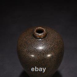 10.2 Old Antique song dynasty Porcelain jian kiln Black glaze fambe plum vase