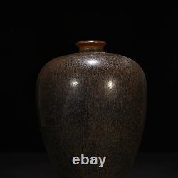 10.2 Old Antique song dynasty Porcelain jian kiln Black glaze fambe plum vase