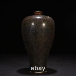 10.2 Old Antique song dynasty Porcelain jian kiln Black glaze fambe plum vase