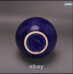 10.4 Antique Chinese porcelain song dynasty ding kiln Blue glaze Gem inlay Vase
