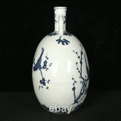 10.4 Antique dynasty Porcelain yongle mark Blue white Magpie Plum blossom vase