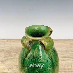 10.4 Chinese Old dynasty Porcelain Green glaze Ice crack flower Four ear Vase