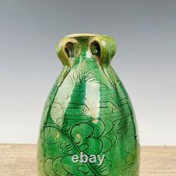 10.4 Chinese Old dynasty Porcelain Green glaze Ice crack flower Four ear Vase