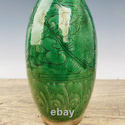 10.4 Chinese Old dynasty Porcelain Green glaze Ice crack flower Four ear Vase