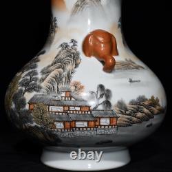 10.4 Chinese Porcelain Qing dynasty yongzheng mark famille rose landscape Vase