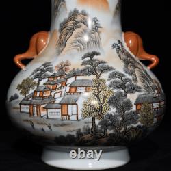 10.4 Chinese Porcelain Qing dynasty yongzheng mark famille rose landscape Vase