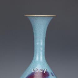 10.43 Chinese Porcelain Song Jun Kiln Azure Glaze Purple Erythema Yuhuchun Vase