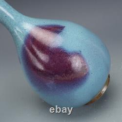 10.43 Chinese Porcelain Song Jun Kiln Azure Glaze Purple Erythema Yuhuchun Vase