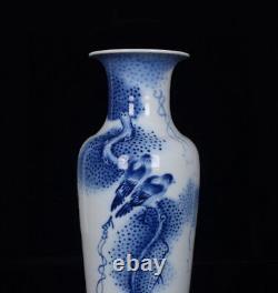 10.6 A Pair Chinese Blue&white Porcelain HandPainted Flowers&Birds Vase