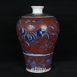 10.6 Antique dynasty Porcelain xuande mark Blue white Branch flower Fruits vase