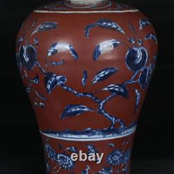 10.6 Antique dynasty Porcelain xuande mark Blue white Branch flower Fruits vase