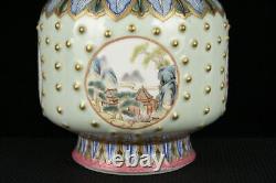 10.6Antique dynasty Porcelain qianlong mark colour enamels landscape house vase