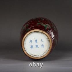 10.7 Collect Chinese Qing Kangxi Porcelain Red Glaze Cowpea Red Vase