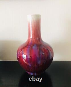10.75 Inches Tall Large Vintage Chinese red ice crack porcelain vase