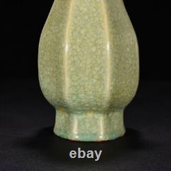 10 Antique song dynasty Porcelain longquan kiln cyan Ice crack double ear vase