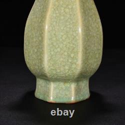 10 Antique song dynasty Porcelain longquan kiln cyan Ice crack double ear vase