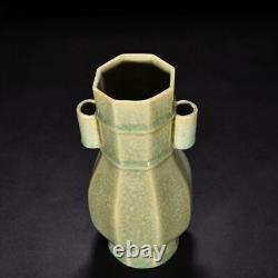 10 Antique song dynasty Porcelain longquan kiln cyan Ice crack double ear vase