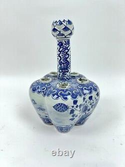 10 Blue-White Chinese Export-Style Flower Bulb Vase GOOD CONDITION