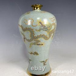 10 China Old Song dynasty Porcelain ru kiln gilt famille rose Dragon plum vase