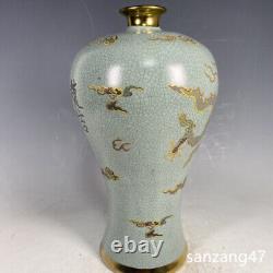 10 China Old Song dynasty Porcelain ru kiln gilt famille rose Dragon plum vase