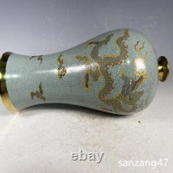 10 China Old Song dynasty Porcelain ru kiln gilt famille rose Dragon plum vase