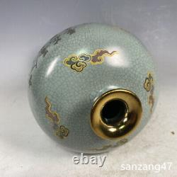 10 China Old Song dynasty Porcelain ru kiln gilt famille rose Dragon plum vase