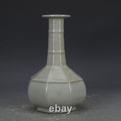 10 China Song Porcelain Guan Kiln Lavender Grey Glaze Eight Sides Flower Vase