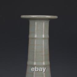 10 China Song Porcelain Guan Kiln Lavender Grey Glaze Eight Sides Flower Vase