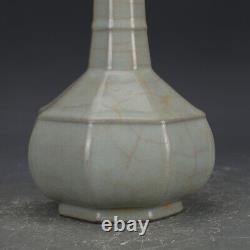 10 China Song Porcelain Guan Kiln Lavender Grey Glaze Eight Sides Flower Vase