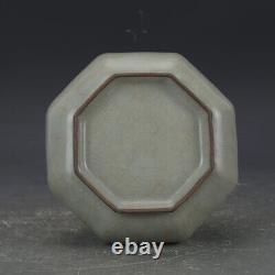 10 China Song Porcelain Guan Kiln Lavender Grey Glaze Eight Sides Flower Vase