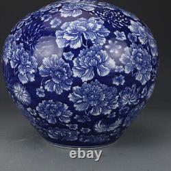 10 Collect Chinese Qing Blue White Porcelain Pomegranate Tree Peony Vase