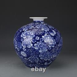 10 Collect Chinese Qing Blue White Porcelain Pomegranate Tree Peony Vase