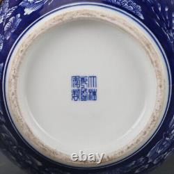 10 Collect Chinese Qing Blue White Porcelain Pomegranate Tree Peony Vase