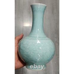 10 Collect Chinese Qing Porcelain Shadow Green Glaze Lotus Flower Branch Vase