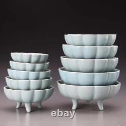 10pc Beautiful Chinese Hand Painting Ruyao Glazed Porcelain Three Feet Wash