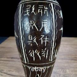 11.2 Old Chinese Porcelain Song dynasty cizhou kiln Black White crane Pulm Vase