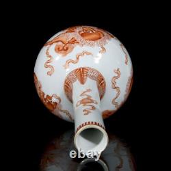 11.4 China Qing Dynasty Porcelain Kangxi Mark HandPainted Exquisite Lion Vase