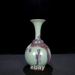 11.4 China old Song dynasty Porcelain jun kiln cyan glaze Fambe character vase