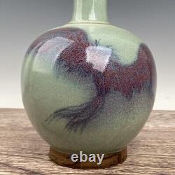 11.4 Chinese Old Antique Porcelain Song dynasty jun kiln cyan glaze Fambe Vase