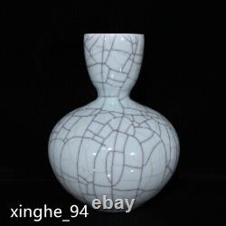 11.4 Chinese old Qing dynasty Porcelain ge kiln White glaze open slice vase
