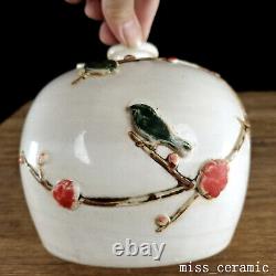 11.4 Old Chinese Porcelain Song dynasty ding kiln White glaze flower bird Vase