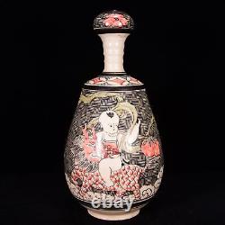 11.4 china antique song dynasty cizhou kiln porcelain child kylin pattern vase