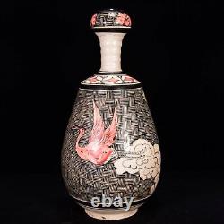 11.4 china antique song dynasty cizhou kiln porcelain child kylin pattern vase