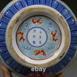 11.5Chinese antique Porcelain qing kangxi Blue & white doucai lucky charm vase