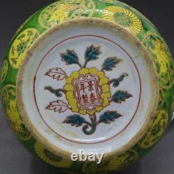11.8 Collect Chinese Ming Porcelain Green Area Animal Kylin Qilin Vase