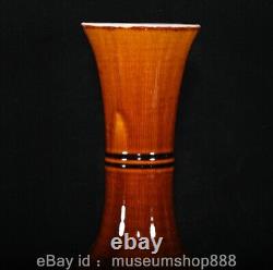 11.8 Kangxi Marked Chinese Dynasty Red Glaze Wire Draw Flat Belly Vase Bottle