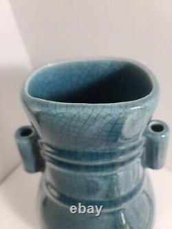 11 China ancient Porcelain Song dynasty Ru kiln crackle glaze blue ear bottle