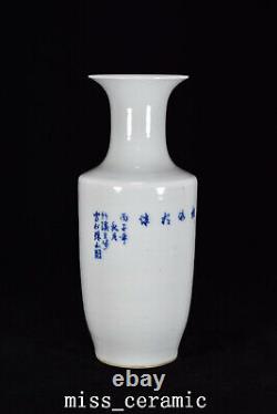 11 Chinese Old Antique Porcelain qing dynasty Blue white flower bird Vase